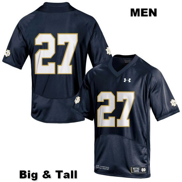 Men's NCAA Notre Dame Fighting Irish #27 Arion Shinaver Stitched College Under Armour Authentic Navy Big & Tall No Name Football Jersey LD10X03HP